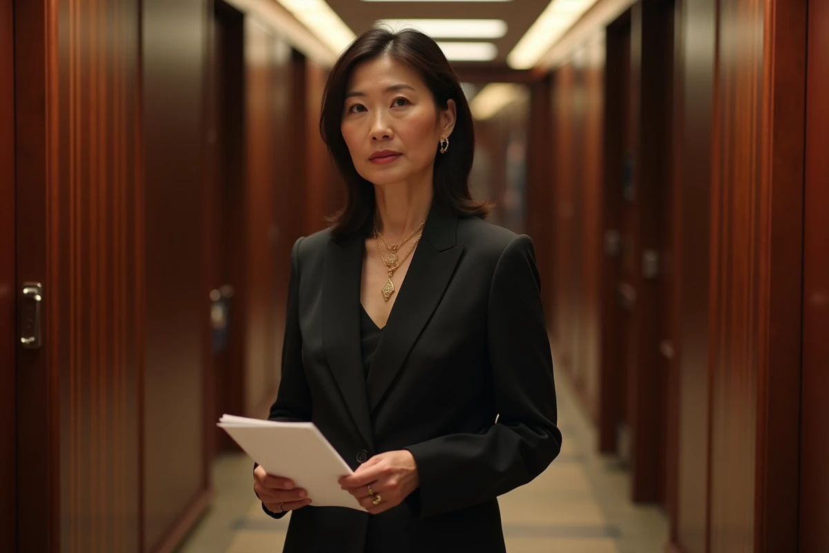 Actrice asiatique en costume dans les coulisses d