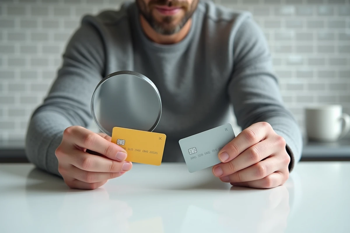 Comparaison de deux cartes Couronne Stellaire authentique et contrefaite à la loupe