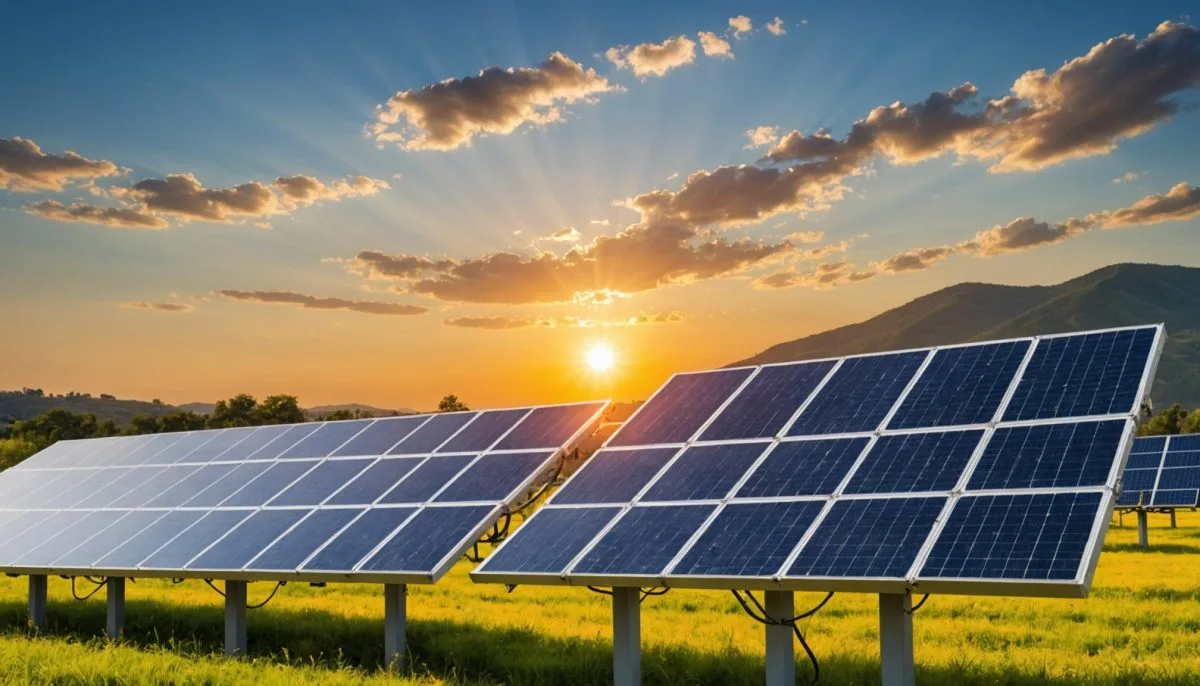 Panneaux solaires captant la lumière du soleil pour produire de l'électricité