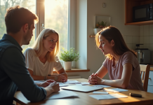 Jeune etudiant en discussion avec ses parents sur les finances
