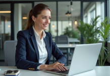Boostez votre carrière avec les meilleurs cours de formation professionnelle Femme en formation en ligne dans un bureau moderne