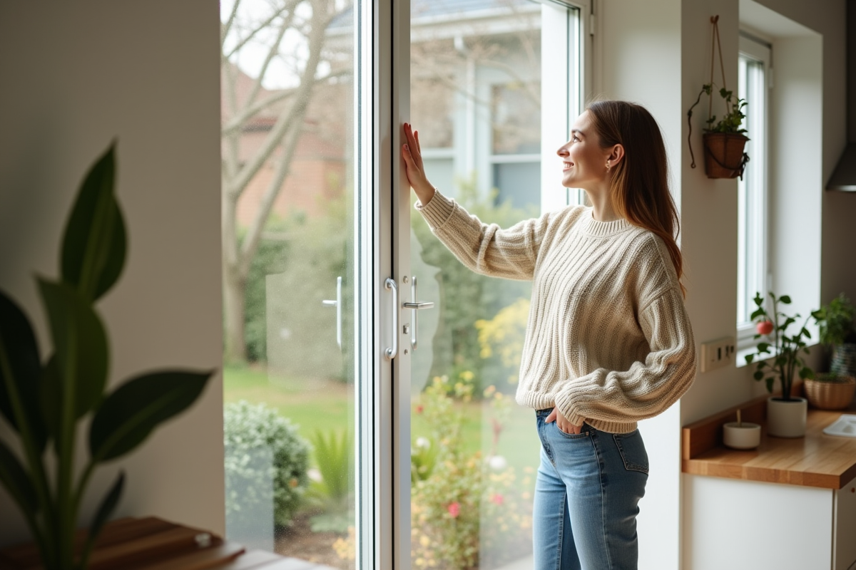 Jeune femme souriante près d