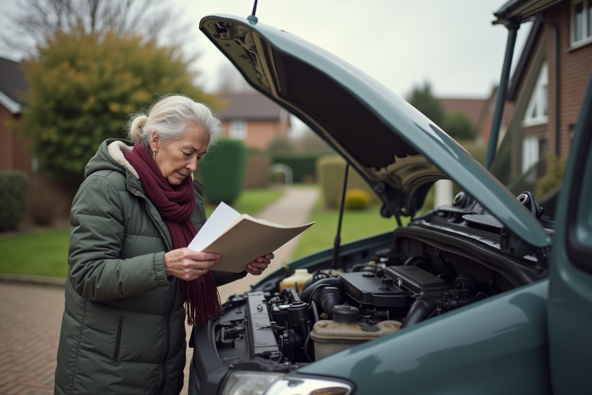 Femme âgée vérifiant l