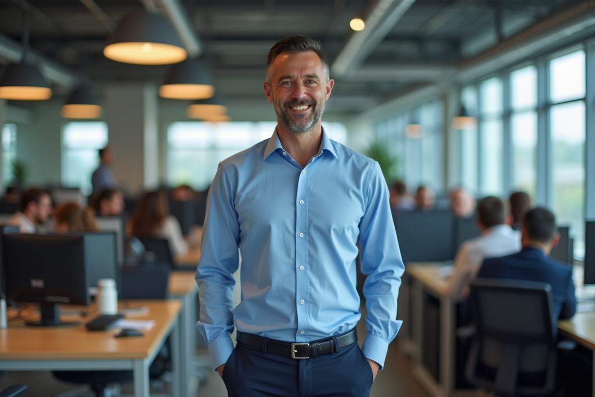 Jeune entrepreneur dans un espace de travail dynamique