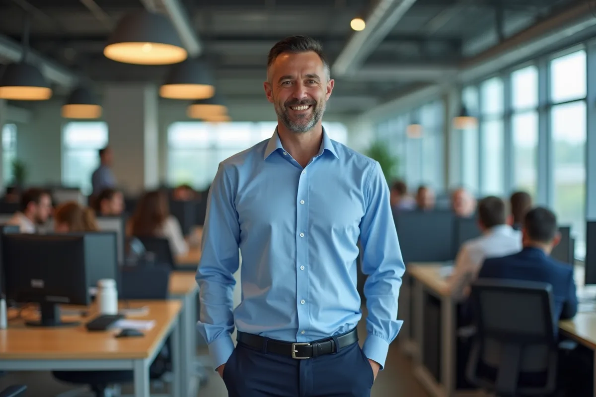 Jeune entrepreneur dans un espace de travail dynamique