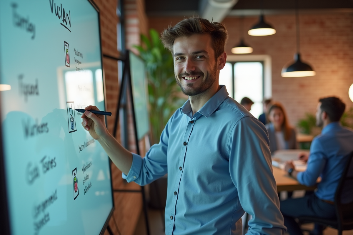 Jeune homme en équipe lors d