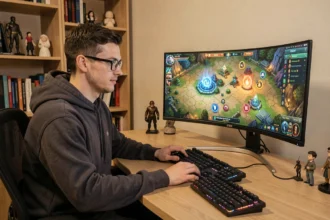 Joueur débutant sur Dofus découvrant les portails sur un écran de jeu en 2026