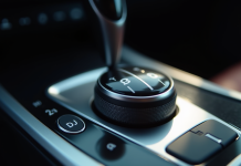Zoom sur le levier de voiture automatique avec P R N D L