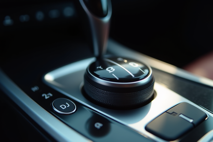 Zoom sur le levier de voiture automatique avec P R N D L