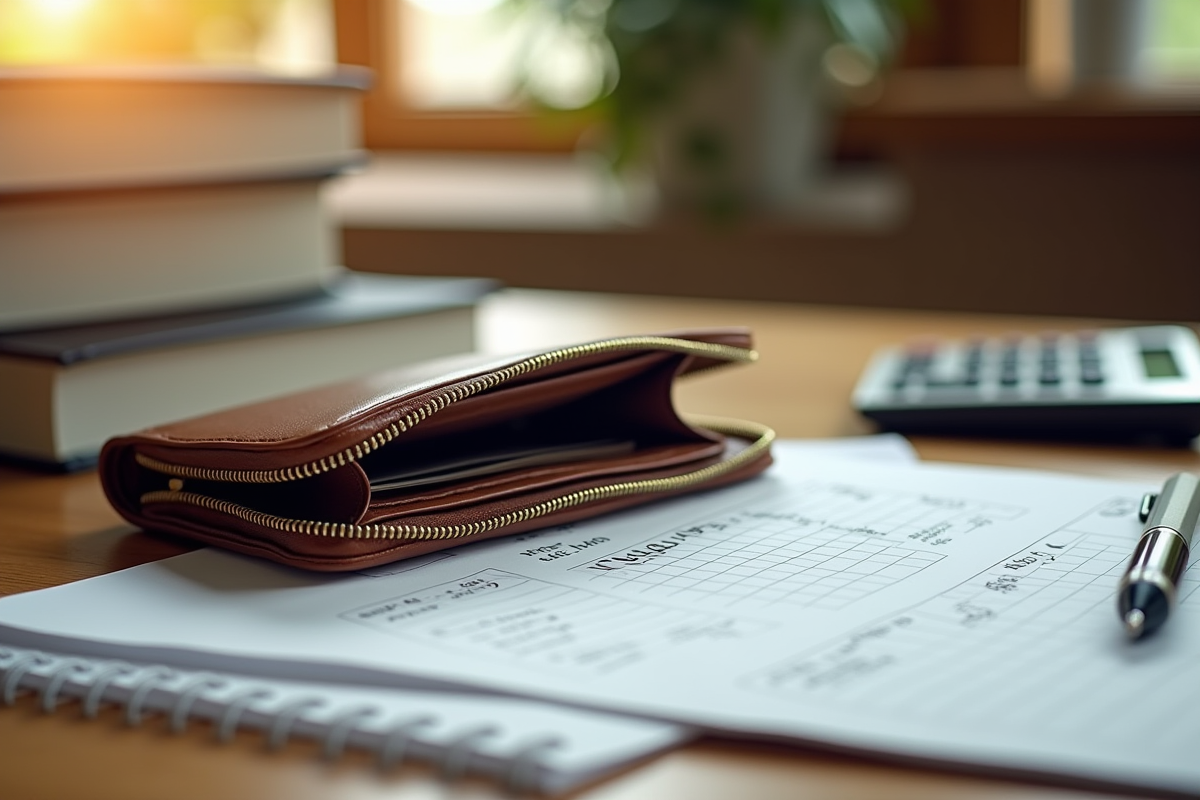 Portefeuille ouvert avec budget et livres pour les études