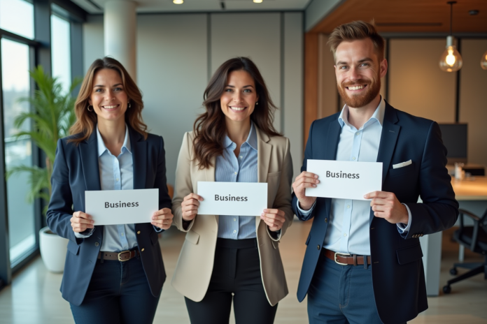 professionnels-bureau-communication Groupe de professionnels en réunion dans un bureau moderne