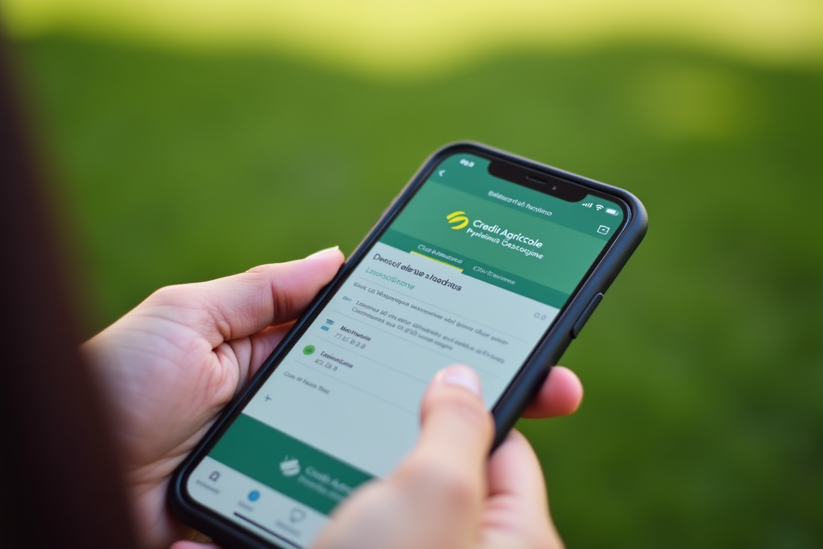 Gros plan sur un smartphone affichant l application Crédit Agricole Pyrénées Gascogne