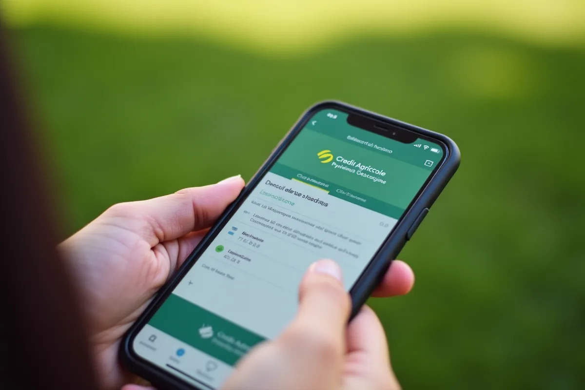 Gros plan sur un smartphone affichant l application Crédit Agricole Pyrénées Gascogne