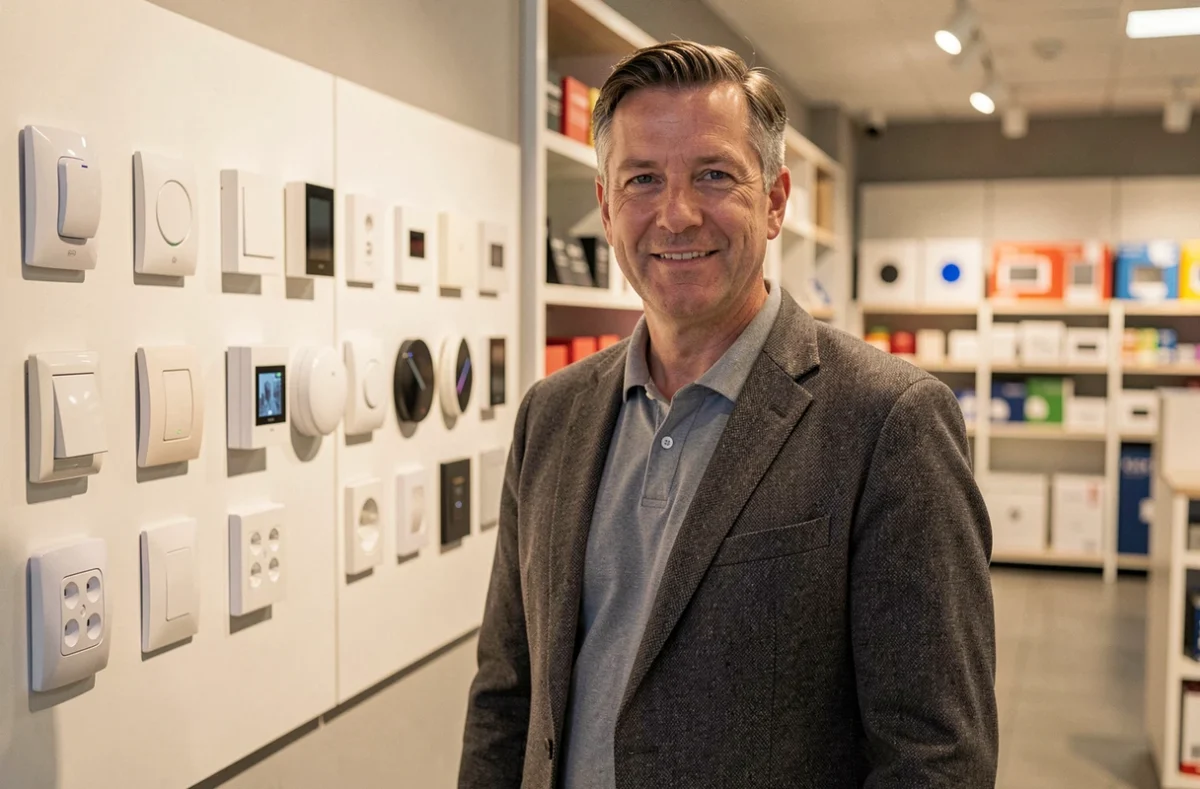 Conseiller de L'Univers de l'Habitat dans un showroom présentant des équipements électriques et domotiques à Montpellier